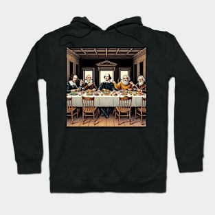 Geniuses United: Shakespeare, Einstein, da Vinci and Marie Curie Share a Feast Table Hoodie